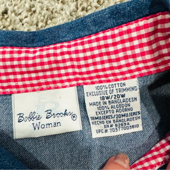 Bobbie Brooks Vintage Floral Heart Valentines Day Denim Y2K Short Sleeve Top - Picture 5 of 8